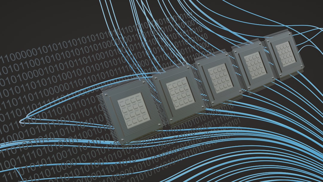 a computer chip is shown in front of a black background